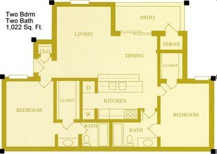 2 Beds, 2 Baths Model floor plan